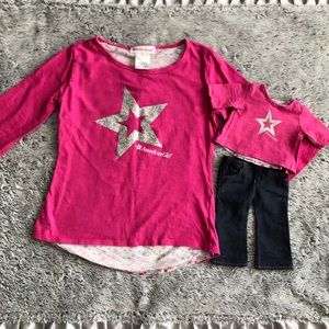 Girls American Girl shirt w/matching Doll Outfit